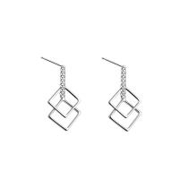 Brass Drop Earring brass post pin Square platinum color plated for woman & hollow Approx Sold By Bag