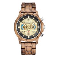 Men Wrist Watch, Wood, with Glass & Stainless Steel, Round, plated, different materials for choice & for man & luminated, more colors for choice, 225x47x10mm, Sold By PC