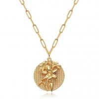 Brass Necklace Round gold color plated golden nickel lead & cadmium free Length 17-19 Inch Sold By PC