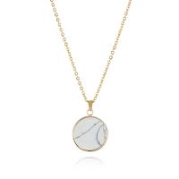 Natural Gemstone Necklace Natural Stone with Stainless Steel Round gold color plated fashion jewelry Length 19.69 Inch Sold By PC