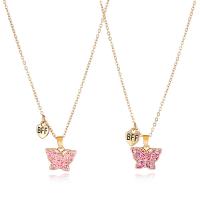 Zinc Alloy Jewelry Necklace Butterfly gold color plated 2 pieces & enamel golden nickel lead & cadmium free Sold By Set