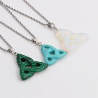 Natural Gemstone Necklace, Stainless Steel, with Gemstone, Triangle, silver color plated, fashion jewelry, more colors for choice, Length:23.62 Inch, Sold By PC