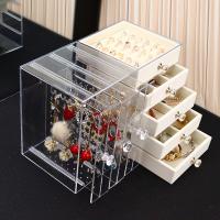 Multifunktionale Schmuck-Box, Polystyrol, mit Baumwollsamt, Staubdicht & transparent, keine, 260x130x180mm, verkauft von PC