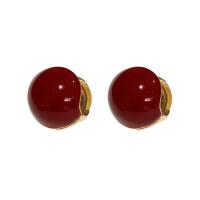 Brass Stud Earring, Bean, gold color plated, for woman & enamel, nickel, lead & cadmium free, 15mm, Hole:Approx 3x5mm, Sold By Pair