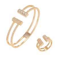 Brass Jewelry Set, plated, adjustable & different styles for choice & micro pave cubic zirconia & for woman, nickel, lead & cadmium free, Hole:Approx 3x5mm, US Ring Size:6-8, Sold By PC