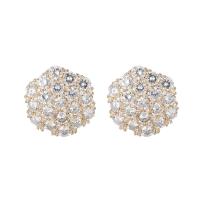 Cubic Zirconia Micro Pave Brass Earring Round plated micro pave cubic zirconia & for woman nickel lead & cadmium free Approx Sold By Pair