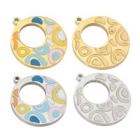 Stainless Steel Pendants Flat Round plated enamel Approx 0.5mm Sold By PC