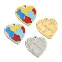 Stainless Steel Heart Pendants, plated, enamel, more colors for choice, 15x15x1mm, Hole:Approx 1mm, Sold By PC