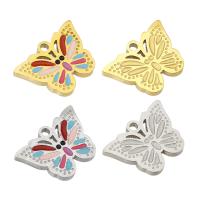 Bijoux pendentifs en acier inoxydable , papillon, Placage, émail, plus de couleurs à choisir, 15x10x1mm, Trou:Environ 1mm, Vendu par PC