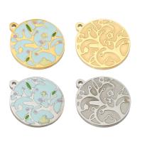 Stainless Steel Pendants Flat Round plated enamel Approx 1mm Sold By PC