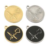 Stainless Steel Pendants Flat Round plated enamel Approx 1mm Sold By PC