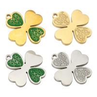 Stainless Steel Pendants Four Leaf Clover plated enamel Approx 1mm Sold By PC