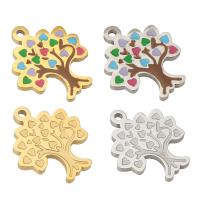 Stainless Steel Pendants, Tree, plated, enamel, more colors for choice, 15x17x1mm, Hole:Approx 1mm, Sold By PC