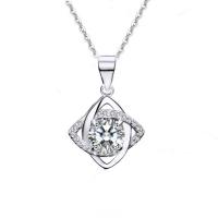 Cubic Zircon Micro Pave 925 Sterling Silver Necklace, platinum color plated, different styles for choice & micro pave cubic zirconia & with rhinestone, more colors for choice, 14x20mm, Sold By PC