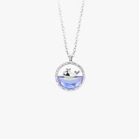 925 Sterling Silver Necklaces with Lampwork platinum color plated for woman & hollow Length Approx 15.74 Inch Sold By PC