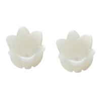 Shell Bead Cap, Flower, hvid, 9x8x9mm, Hole:Ca. 1mm, Solgt af PC