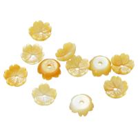Shell Bead Cap, Flower, yellow, 6.50x6.50x2.50mm, Hole:Approx 1mm, Sold By PC