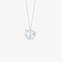 Cubic Zircon Micro Pave 925 Sterling Silver Necklace with Moonstone platinum color plated micro pave cubic zirconia & for woman Length Approx 15.74 Inch Sold By PC