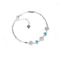 925 Sterling Silver Bangle Bracelet, with 1.18 inch extender chain, platinum color plated, for woman & with rhinestone, more colors for choice, Length:Approx 6.3 Inch, Sold By PC