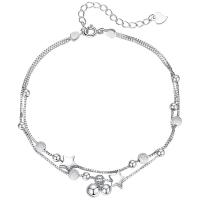 Fashion Sterling Silver Anklet, 925 Sterling Silver, with 1.57 inch extender chain, platinum color plated, for woman, Length:Approx 7.48 Inch, Sold By PC