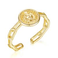 Sárgaréz Mandzsetta Finger Ring, arany színű aranyozott, a nő, 9*2.5mm, Által értékesített PC