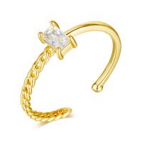 Cúbicos Circonia Micro Pave anillo de latón, metal, chapado en color dorado, micro arcilla de zirconia cúbica & para mujer, libre de níquel, plomo & cadmio, 6*2mm, Vendido por UD