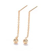 Brass Thread Through Earrings, plated, for woman, rose gold color, 5PCs/Bag, Sold By Bag