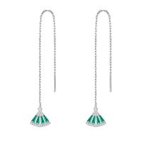 Brass Thread Through Earrings plated micro pave cubic zirconia & for woman Sold By Bag