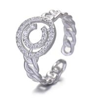 Cubic Zirconia Micro Pave Brass Ring plated Adjustable & micro pave cubic zirconia & for woman 17mm Sold By Bag