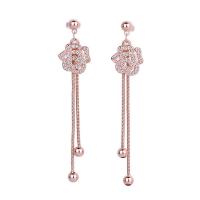Fashion Fringe Earrings Brass plated micro pave cubic zirconia & for woman Sold By Bag