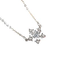 Cubic Zircon Micro Pave Brass Necklace plated micro pave cubic zirconia & for woman silver color Length 45 cm Sold By Bag