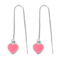 Brass Thread Through Earrings sterling silver post pin Heart plated for woman & enamel Sold By Bag