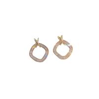 Cubic Zirconia Micro Pave Brass Earring sterling silver post pin plated micro pave cubic zirconia & for woman golden Sold By Bag