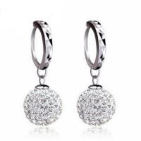 Huggie Hoop Drop Earring Brass plated micro pave cubic zirconia & for woman silver color 10-30mm Sold By Bag