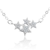Cubic Zircon Micro Pave Brass Necklace plated micro pave cubic zirconia & for woman silver color Length 45 cm Sold By Bag