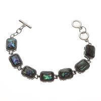 Bracelet bijoux coquillage, alliage de zinc, avec coquille d'ormeau, unisexe, couleurs mélangées, Longueur:20 cm, Vendu par PC