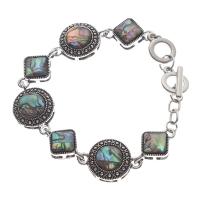 Bracelet bijoux coquillage, alliage de zinc, avec coquille d'ormeau, unisexe, couleurs mélangées, Longueur:23.4 cm, Vendu par PC