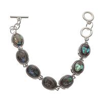Shell Jewelry Bracelet Zinc Alloy with Abalone Shell Unisex mixed colors Length 23.5 cm Sold By PC