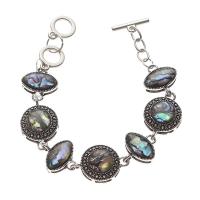 Bracelet bijoux coquillage, alliage de zinc, avec coquille d'ormeau, unisexe, couleurs mélangées, Longueur:21.4 cm, Vendu par PC