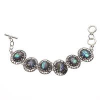Shell Jewelry Bracelet Zinc Alloy with Abalone Shell Unisex mixed colors Length 19.7 cm Sold By PC