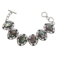 Shell Jewelry Bracelet Zinc Alloy with Abalone Shell Unisex mixed colors Length 21.3 cm Sold By PC