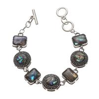 Bracelet bijoux coquillage, alliage de zinc, avec coquille d'ormeau, unisexe, couleurs mélangées, Longueur:22.3 cm, Vendu par PC