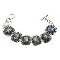Bracelet bijoux coquillage, alliage de zinc, avec coquille d'ormeau, unisexe, couleurs mélangées, Longueur:20 cm, Vendu par PC