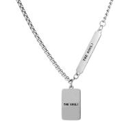Titanium Steel Necklace, Rectangle, polished, different length for choice & Unisex, original color, 43x6mm,15x27.7mm, Sold By PC