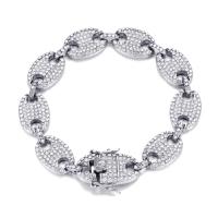 Tibetan Style Bracelet, plated, Unisex & with rhinestone, more colors for choice, nickel, lead & cadmium free, 13mm, Length:Approx 7.87 Inch, Sold By PC