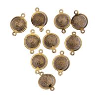 Mässing smycken Connector, Rund, 1/1 slinga & frosted, gyllene, 15x11mm, Ca 100PC/Bag, Säljs av Bag