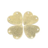 Mässing smycken Connector, Hjärta, 1/1 slinga, ursprungliga färgen, 12.80x13x0.40mm, Ca 100PC/Bag, Säljs av Bag