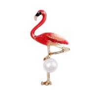 Tibetan Style Brooches, with Plastic Pearl, Bird, gold color plated, enamel, more colors for choice, nickel, lead & cadmium free, 26x50mm, Sold By PC
