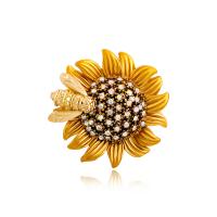 Tibetan Style Brooches, Sunflower, gold color plated, stoving varnish & with rhinestone, more colors for choice, nickel, lead & cadmium free, 29x29mm, Sold By PC