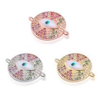 Cubic Zirconia Brooch Brass Round plated DIY & evil eye pattern & micro pave cubic zirconia nickel lead & cadmium free Sold By PC